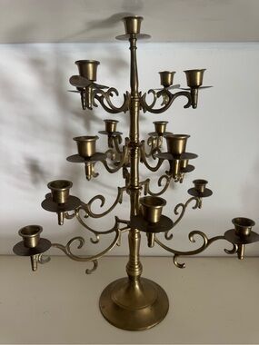 Vintage Brass Candelabra 16 arms 17 candles heavy brass candles holder